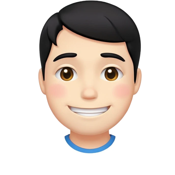 embarrassed white smiley face with black hair emoji