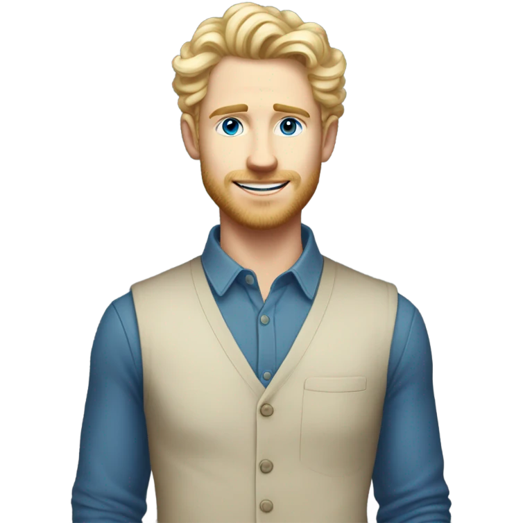 full body light curl blonde 30yo man blue eyed pale skin emoji