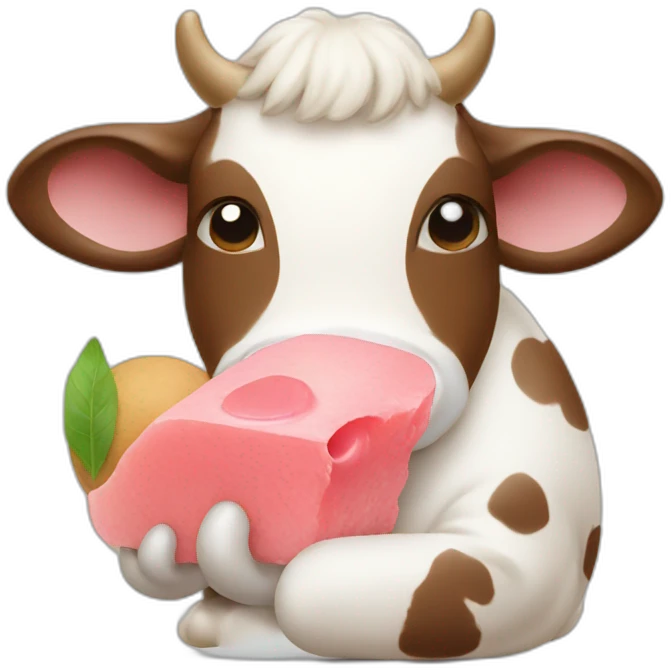 a cow eating mochi emoji