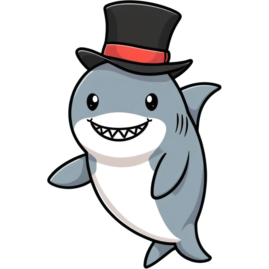 Shark with a top hat emoji