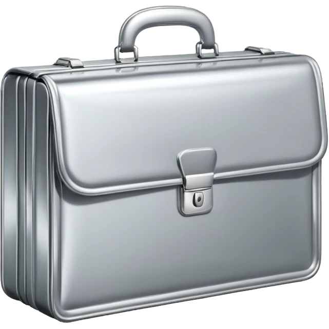 A luxury briefcase emoji made of polished silver chrome, smooth rectangular shape, metallic reflections, minimal high-end design, swag business aesthetic, iOS emoji style, centered, clean white background
 emoji