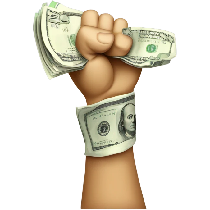 raised fist with money ins emoji