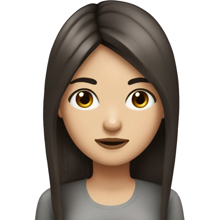brunette girl, medium straight hair, black eyes ￼ emoji