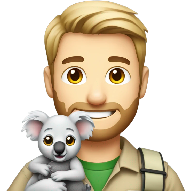 Caucasian male zookeeper holding cute koala emoji