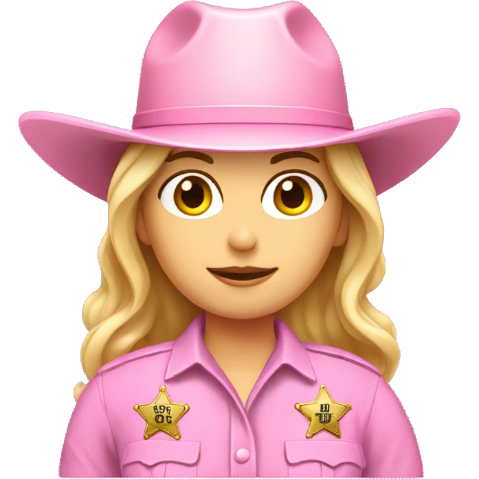 female sheriff pink hat Caucasian  emoji