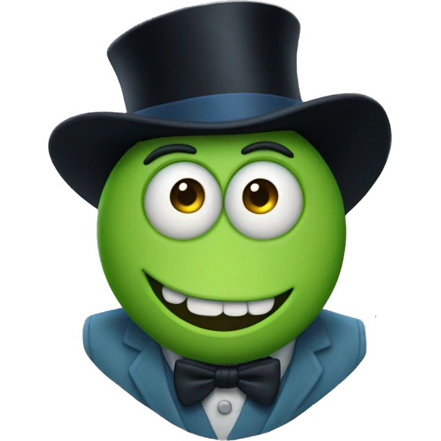 Mike wasowski wearing a top hat emoji