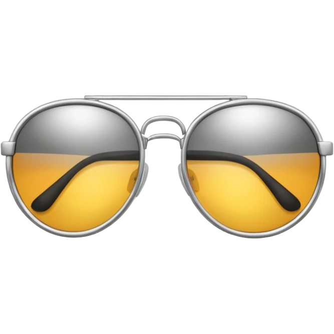 A pair of luxury sunglasses emoji with silver chrome frame, smooth rounded lenses, reflective metallic surface, high-end swag aesthetic, minimal and clean design, iOS emoji style, centered, white background emoji