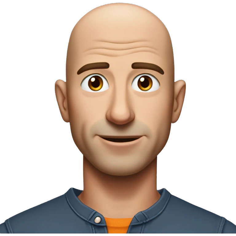 generate the  jeff bezos emoji, his face has a "why is that" look and his hand are on his neck scraching emoji
