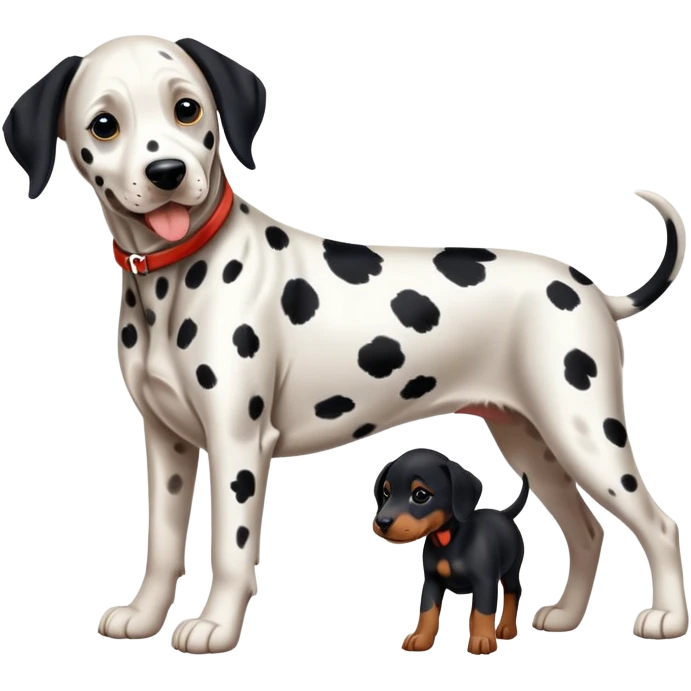 1 Dalmatian adult + 1 dobermann puppy emoji