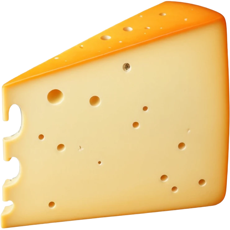 wedge of Saint-Nectaire cheese with orange-gray washed rind, creamy pale yellow inside, smooth supple texture, small holes, gentle sheen, rind with subtle aging marks, soft lighting, subtle shadows, emoji scale emoji