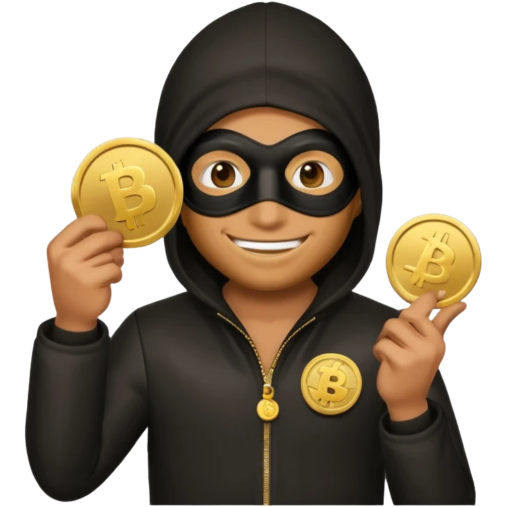 Robber emoji holding a 💰 wearing a mask that is made of robber suit without showing his hand the 💰 need to be in the left without is showing hands emoji