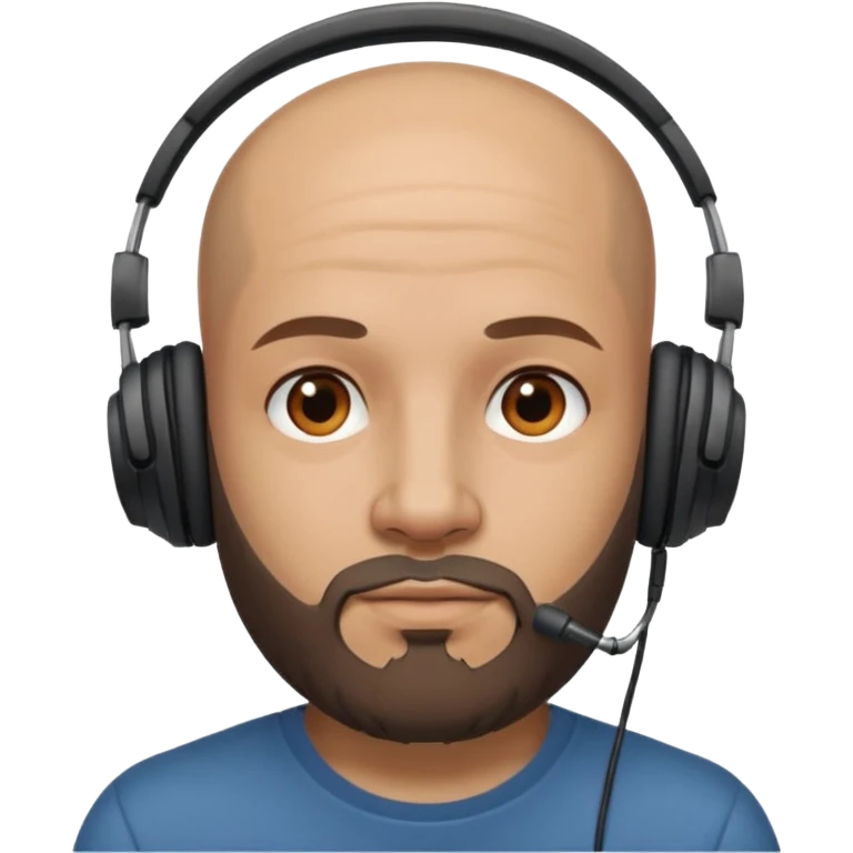 bald man with a beard and tattoo, wearing headphones emoji