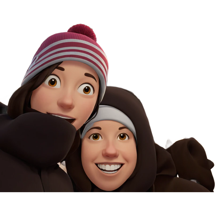 smiling girls in city hats emoji