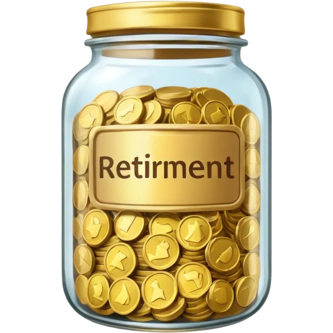 jar with money and label on the jar that says RETIREMENT emoji