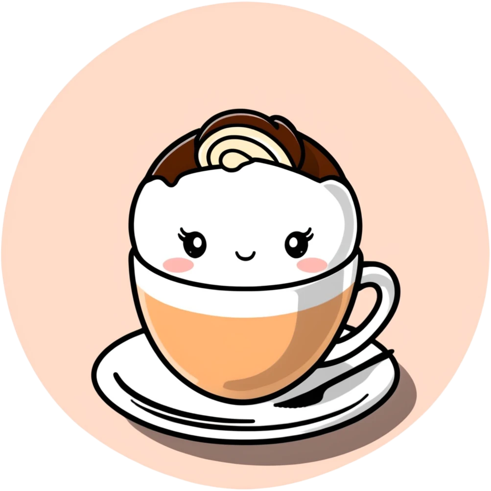 A cute cappuccino cup with a ballerina figure made of foam dancing on the surface emoji