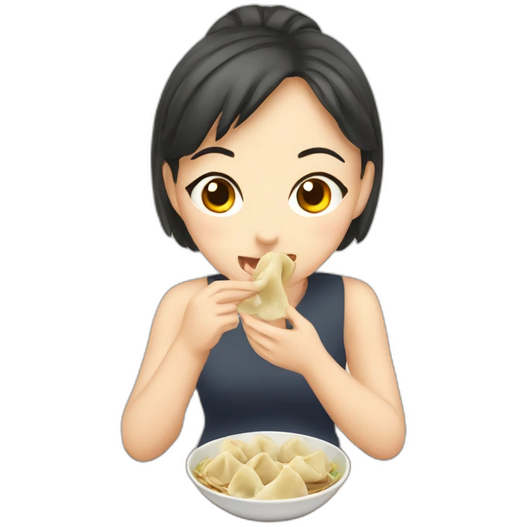 Girl eating dumplings  emoji