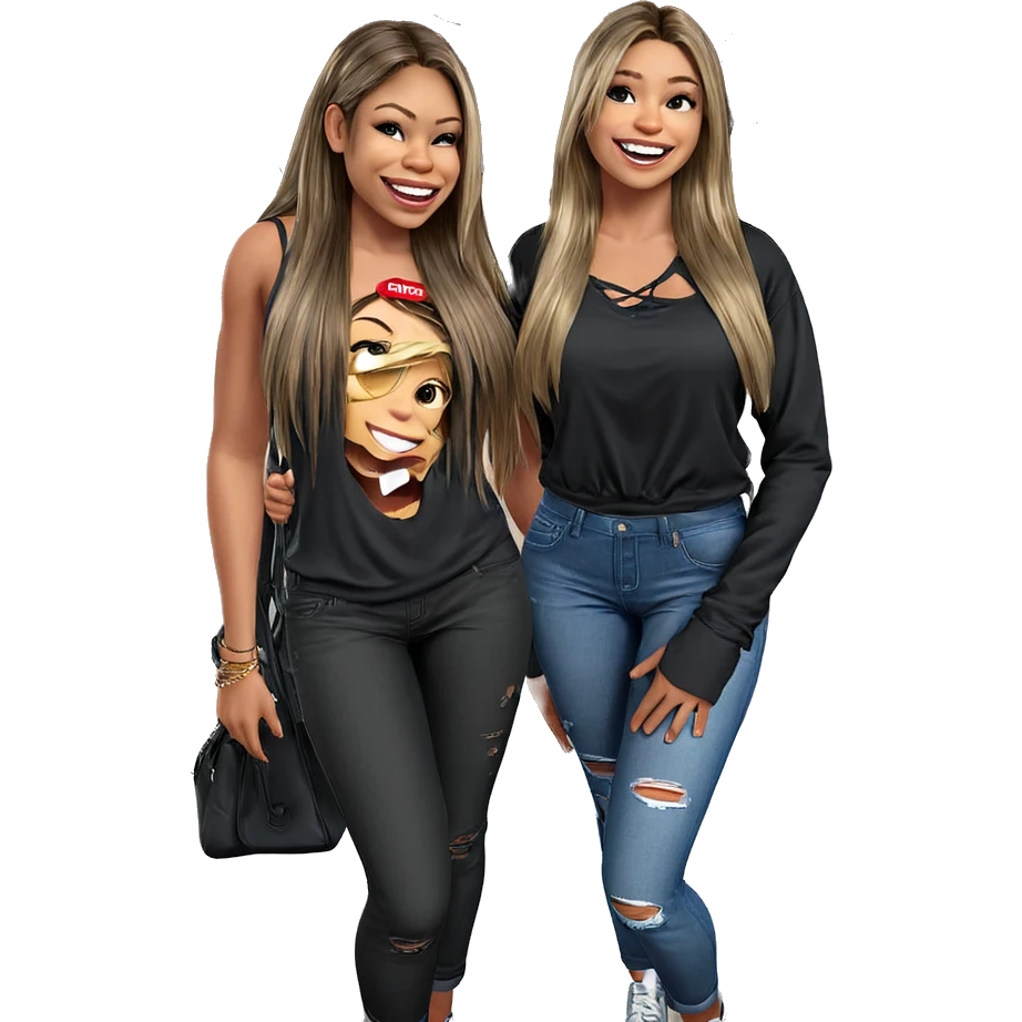 smiling girls in torn clothes emoji