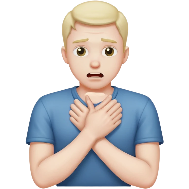 guy choking him self with hands crossed emoji