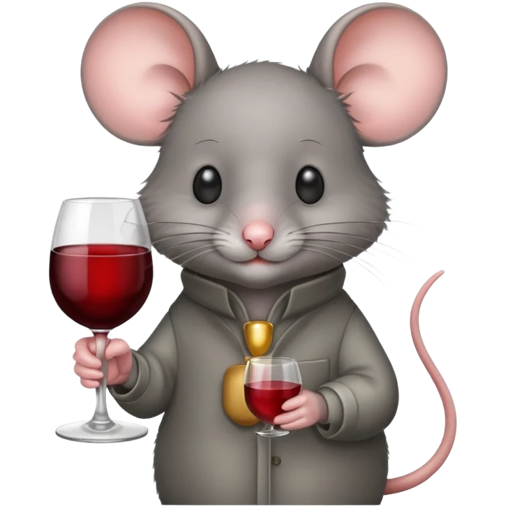 mouse with glass of vine emoji