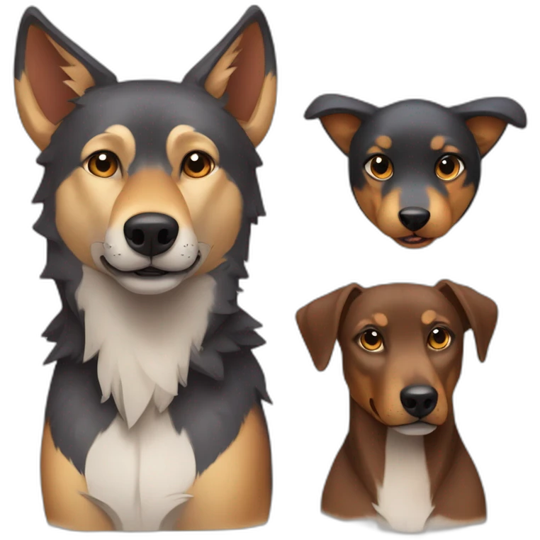 Wolf with Daschhund and Minpin like friends emoji