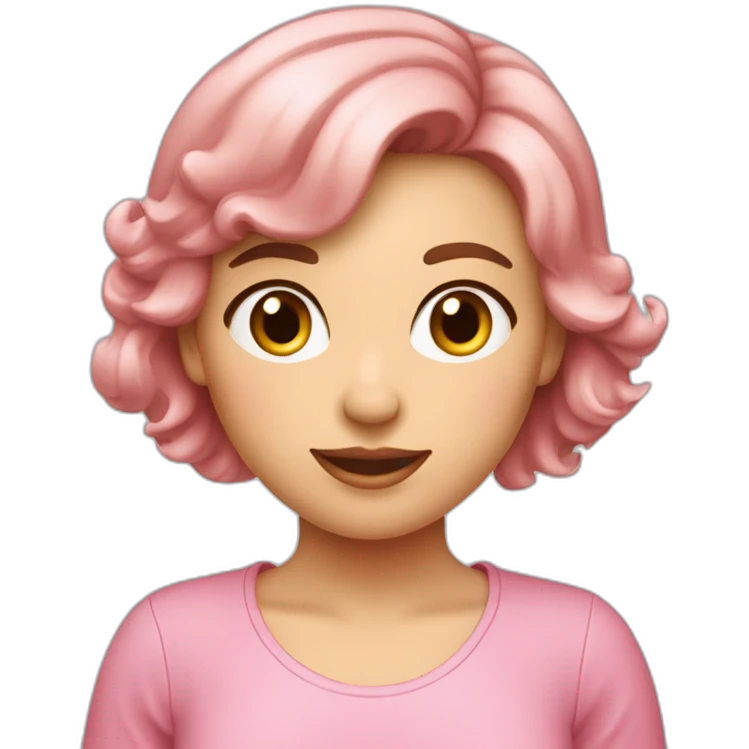 Une jeune femme aux cheveux court rose qui fait de la céramique emoji