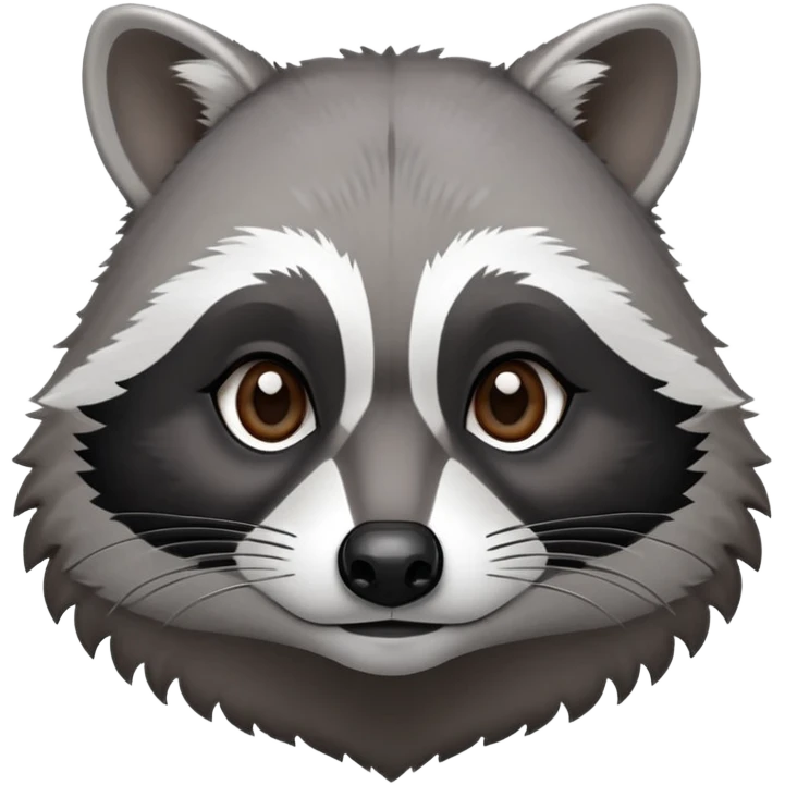 Cinematic-Noble-Raccoon-Portrait-Emoji – Poised and confident, with a sturdy build and a beautifully textured fur of silver-grey accented by dark black facial markings, deep-set, intelligent brown eyes, simplified yet sharp and sophisticated zoom out to show shoulders emoji