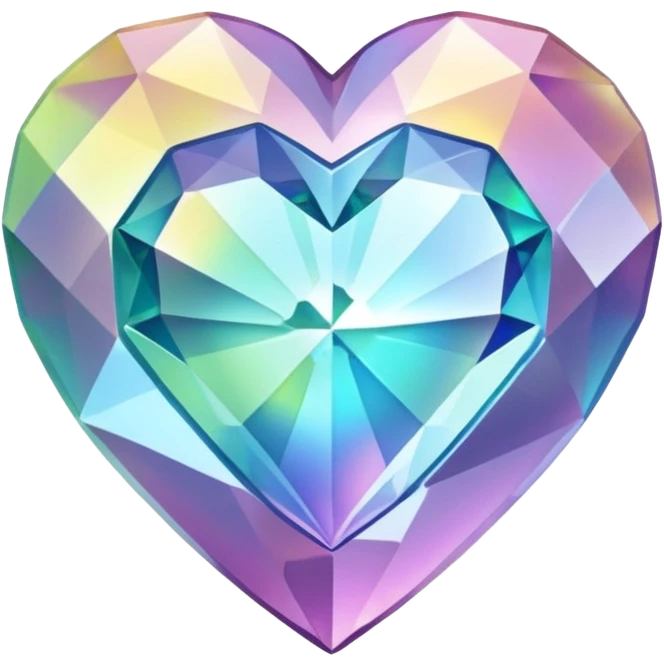 faceted heart crystal, glowing emoji