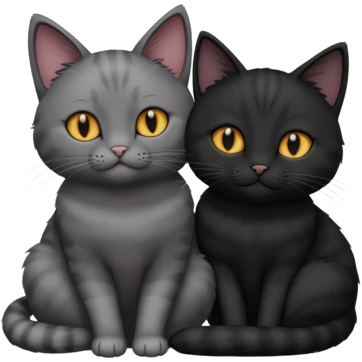 1 grey cat and 1 black cat cuddling emoji