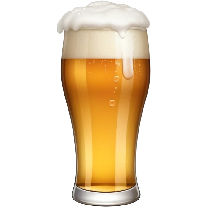 pint glass filled with 1664 Blanc beer, bubbles, foamy top emoji