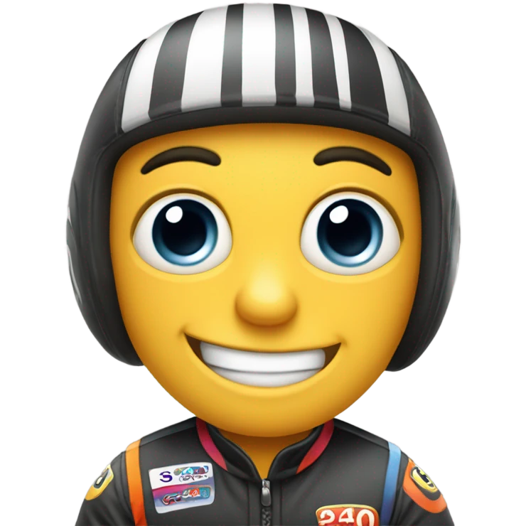 Cartoon race car face emoji
