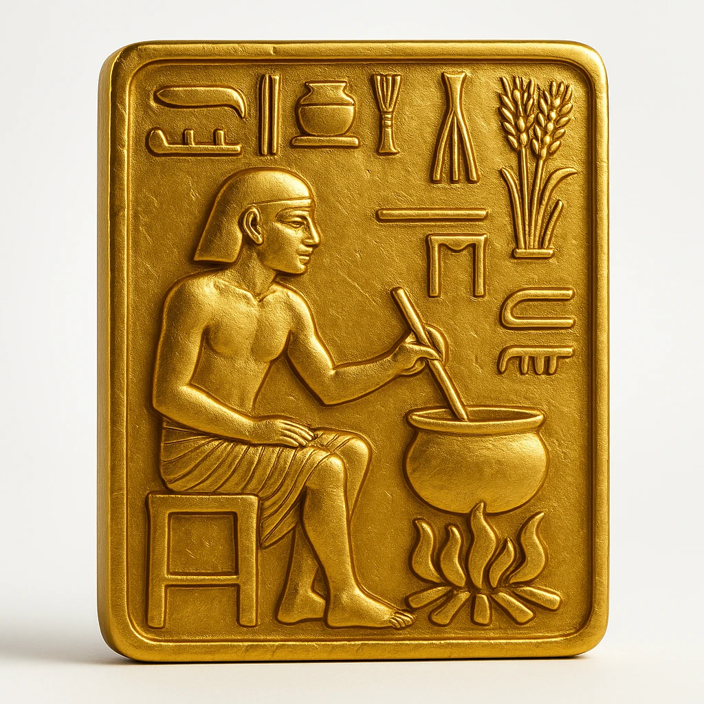 ancient Egyptian cooking scene in hieroglyphic style emoji