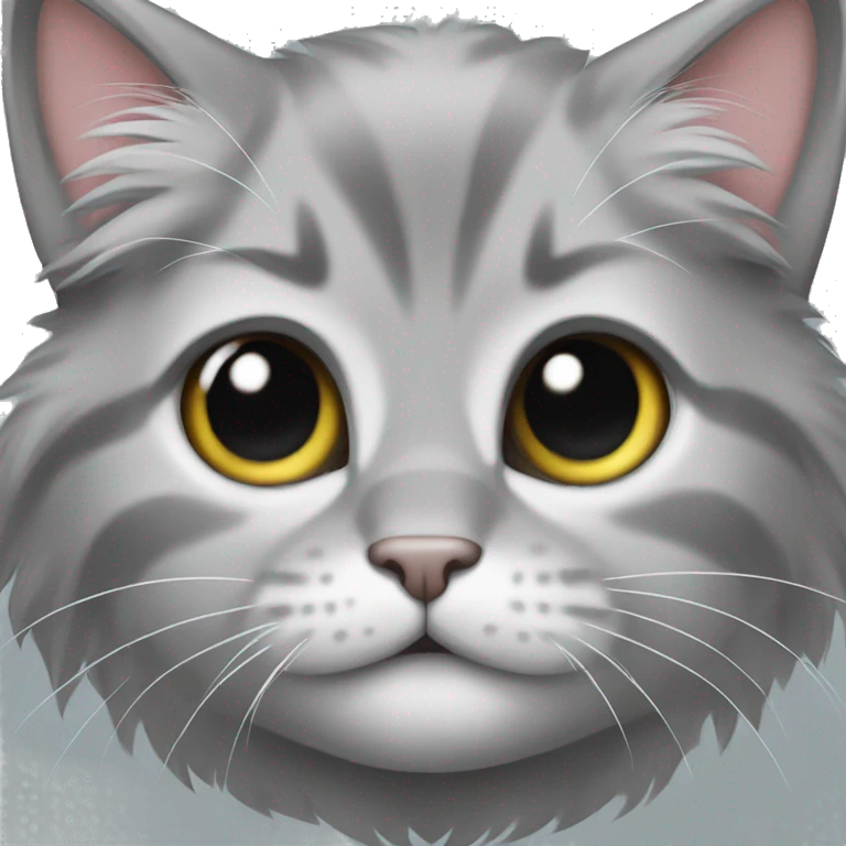 a gray kitten with long hair and short legs emoji