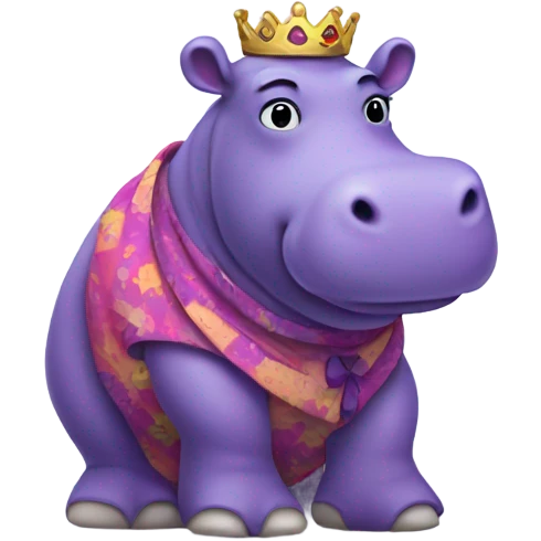 purple hippo in a dress emoji
