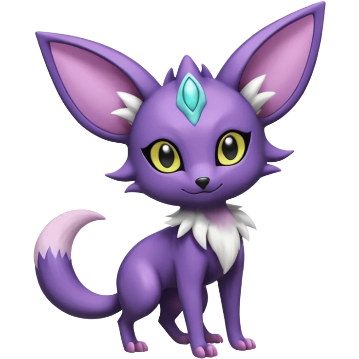 Shiny Cute Espeon-Noibat-Mightyena-Silvally-Fakémon-hybrid-creature (full body)  emoji