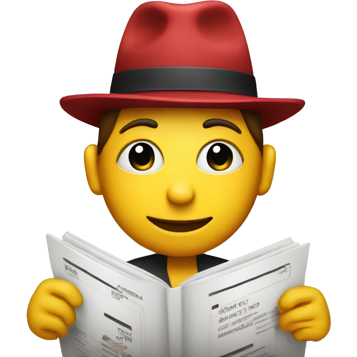 Person with a hat holding a restaurant menu emoji