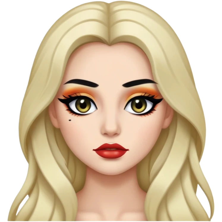 baddie,pretty makeup, black eyeliner, long hair emoji