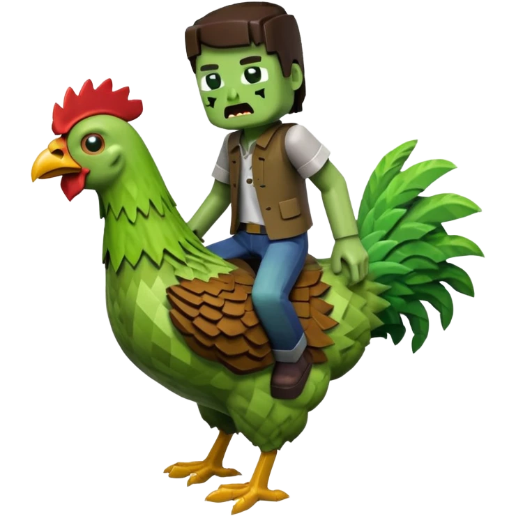 Minecraft zombie on Minecraft chicken emoji