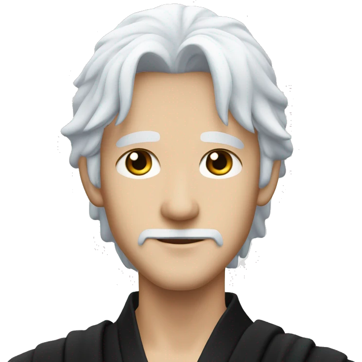 Japanese white haired guy with crystal blue eyes and black robes  emoji