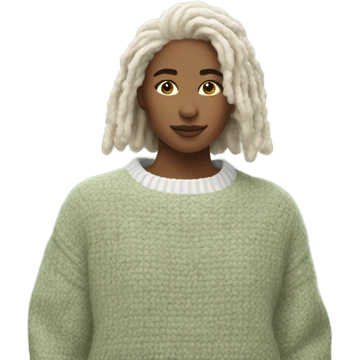 Sage and White cropped oversize wool sweater, isolated emoji
