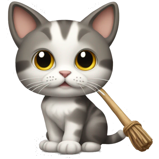 Cat with a stick emoji