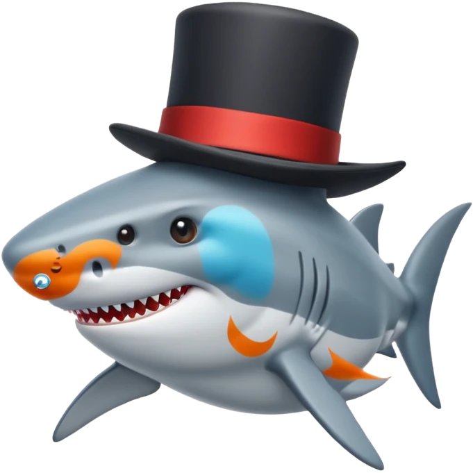 Shark with a top hat emoji