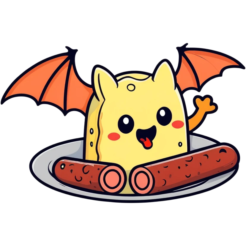 Bat eating gooey salami  emoji
