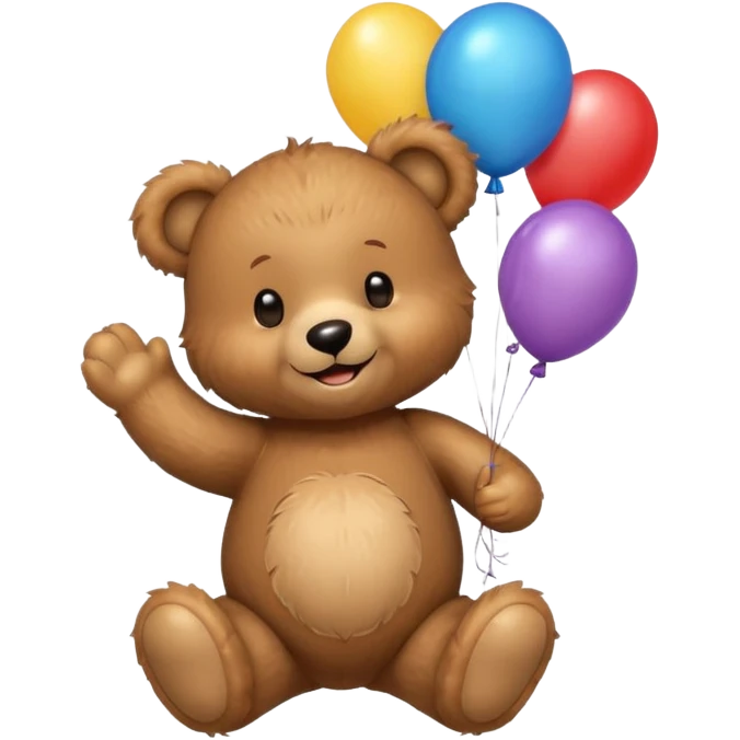 teddy bear holding balloons, birthday, cute, fluffy emoji