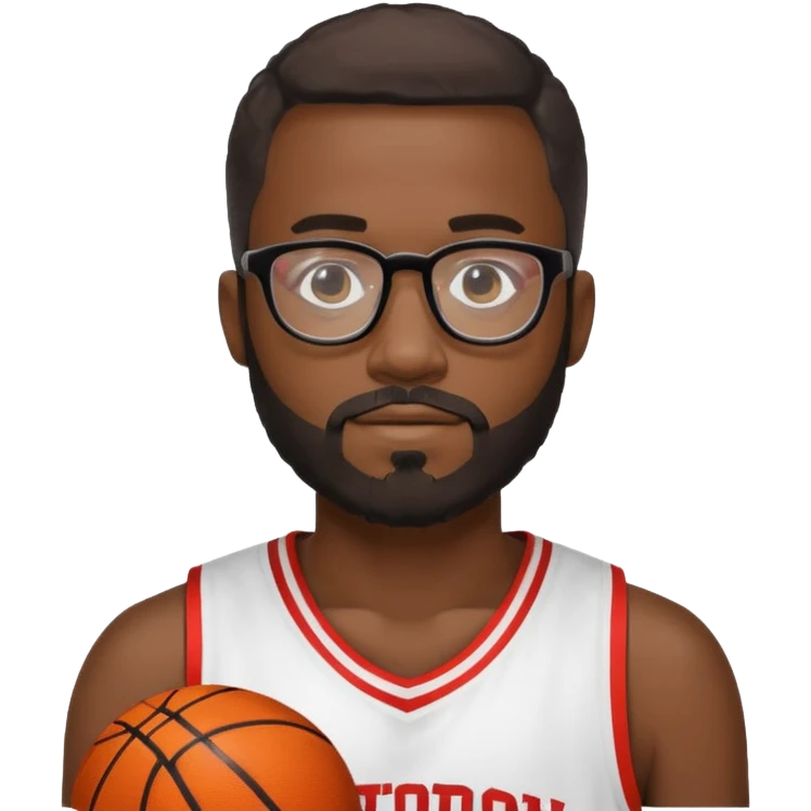 Male Athlete with Glasses – Black man, beard, basketball jersey.

 emoji