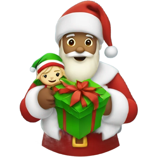 Santa holding a elf emoji