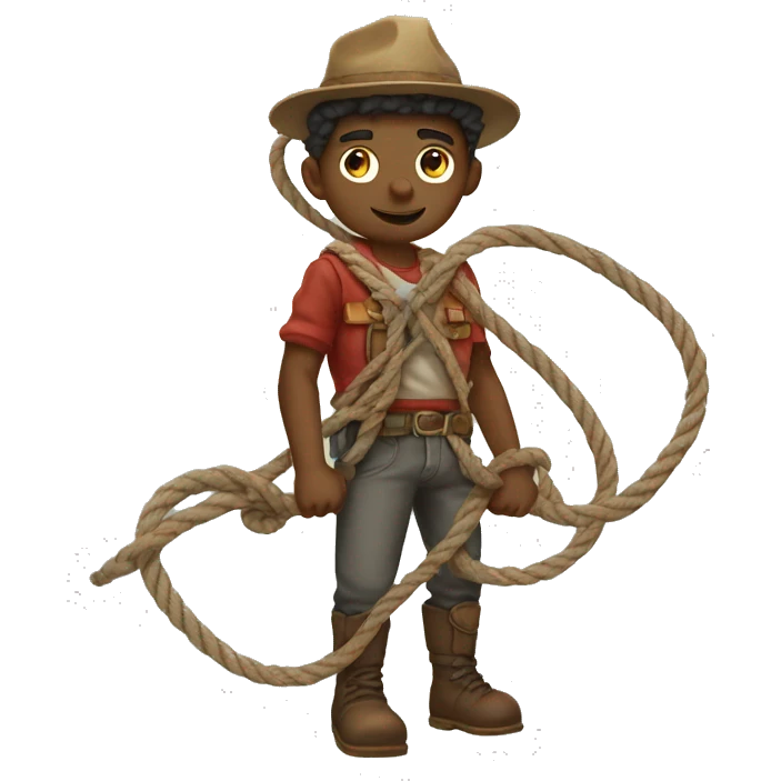 Hero with special skill be handy with ropes. The ropeman emoji