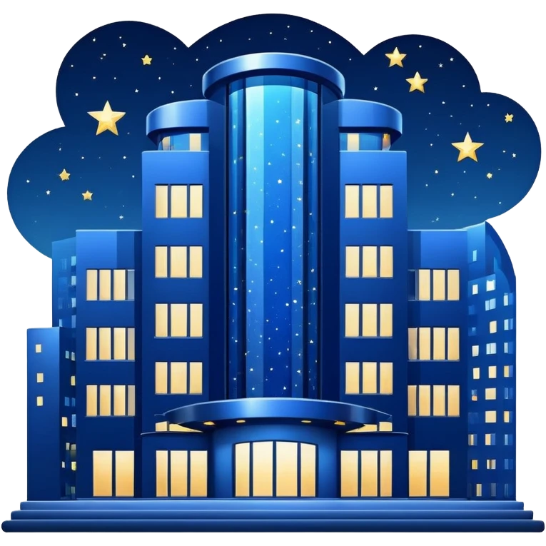 Luxury hotel building with stars emoji