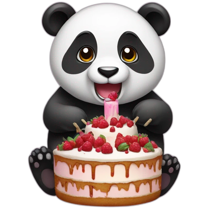 Un panda qui mange un gateau emoji
