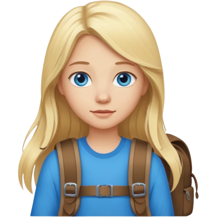 a blonde girl with long hair and blue eyes whose travel emoji
