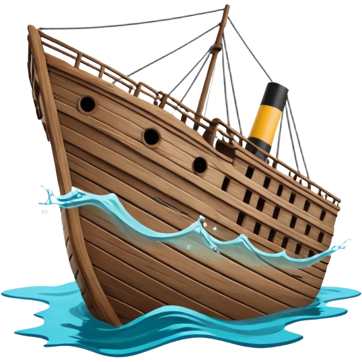 sinking ship  half underwater in figma colours emoji